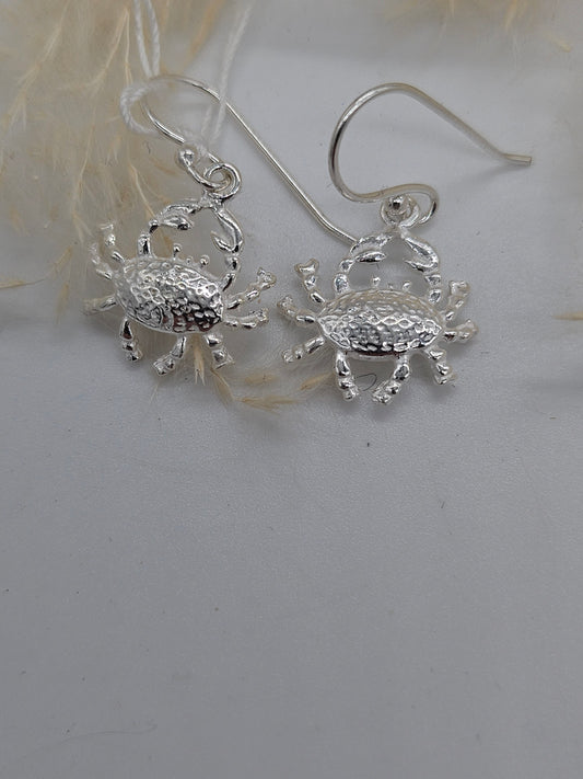 Sterling Silver Crab Earrings