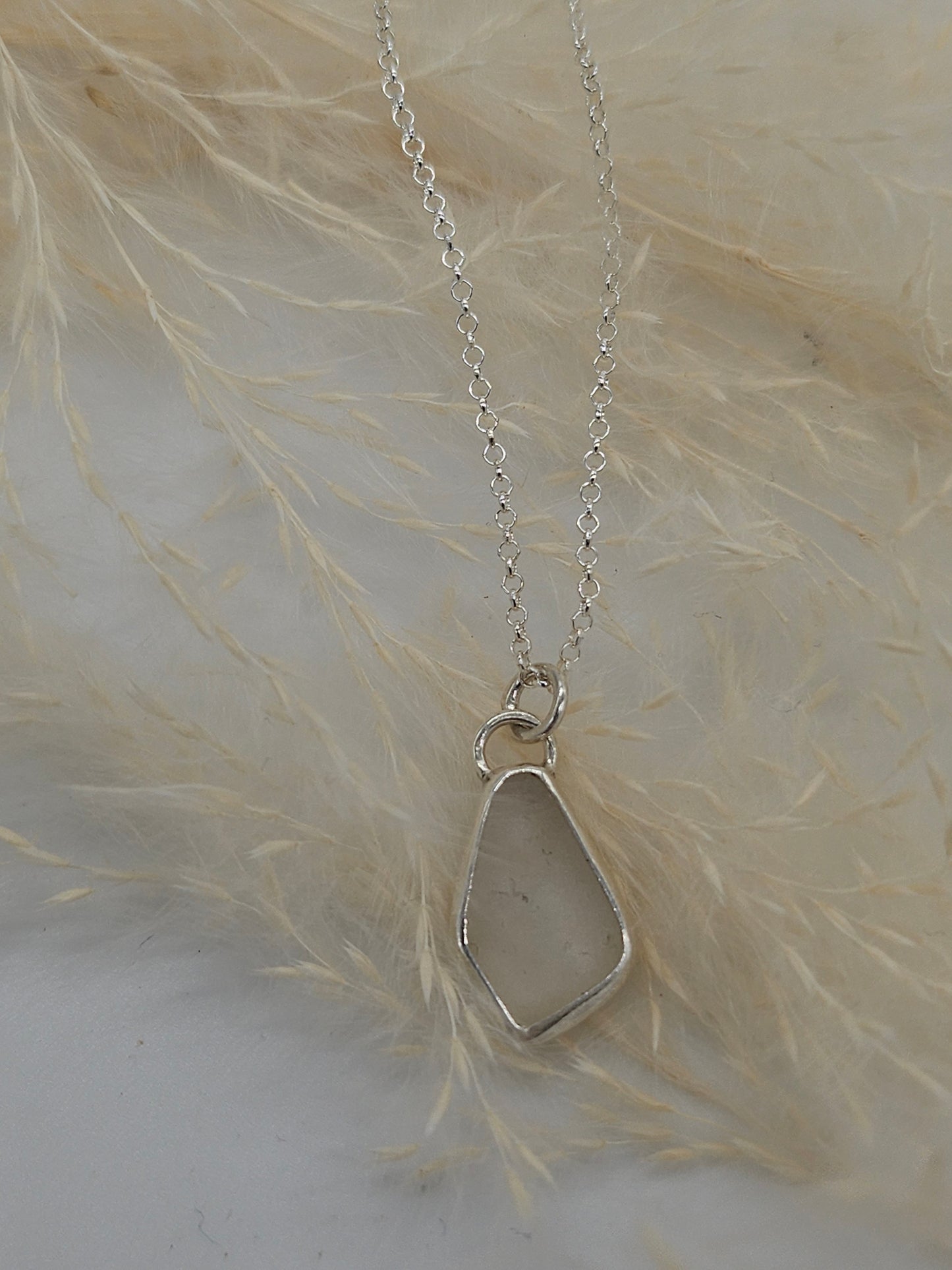 Beautiful sterling silver Sea Glass Necklace