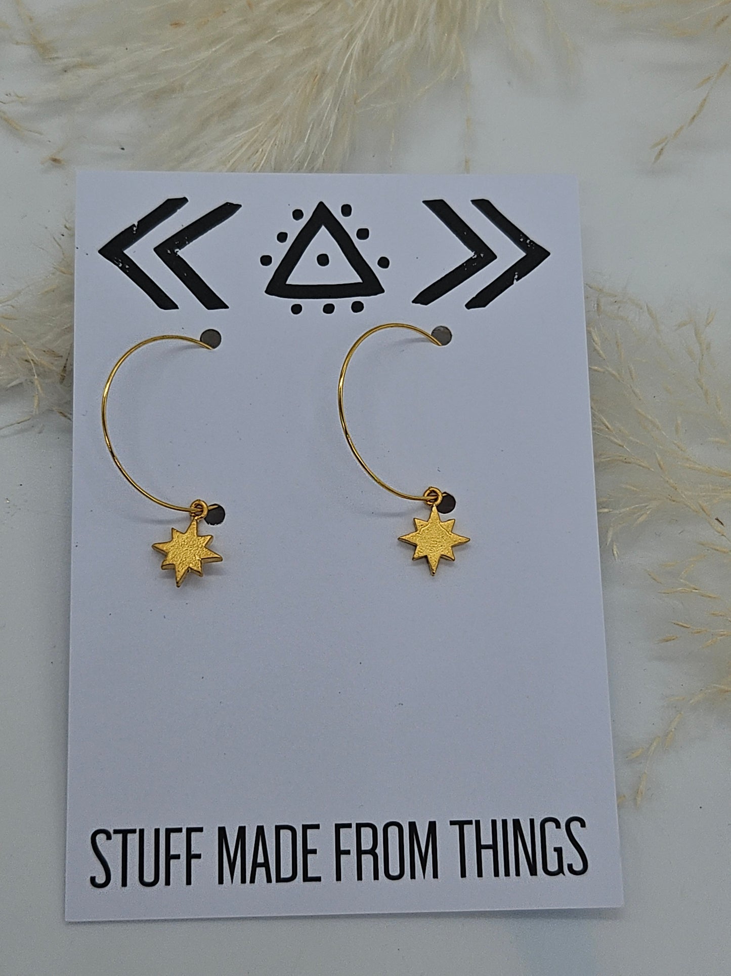 Gold plated hoops with little star