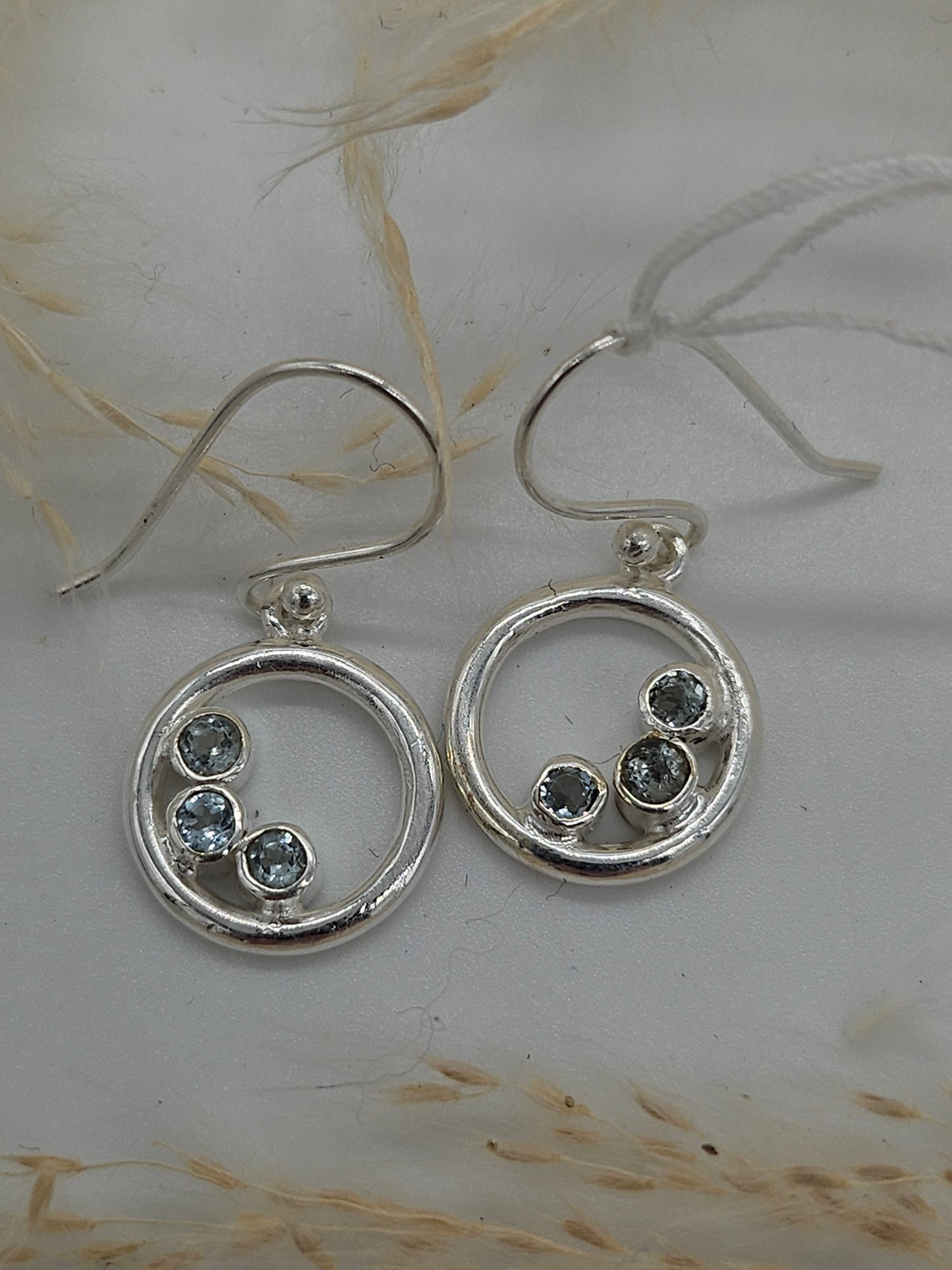 Sterling Silver Earrings with Blue Topaz Gemstones