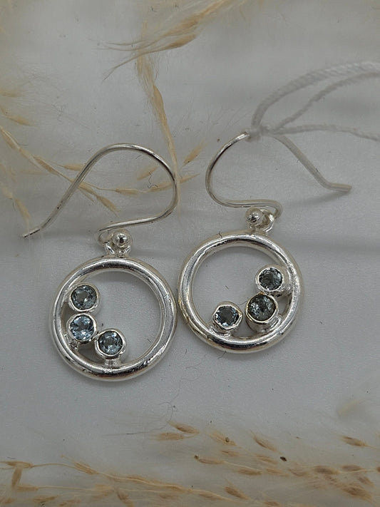 Sterling Silver Earrings with Blue Topaz Gemstones