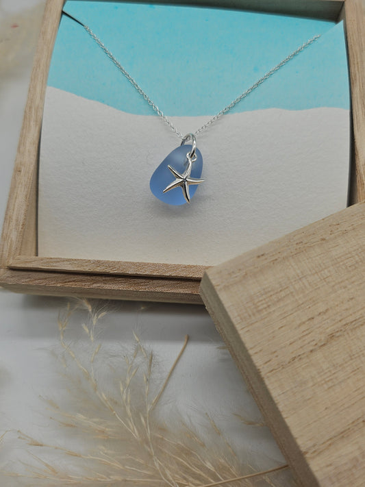 Sea Star & Lilac Sea Glass Necklace