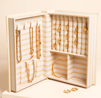 Cream Little Book of Treasures Linen Jewellery Box