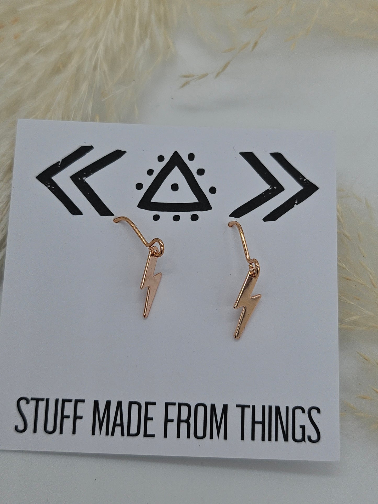 Rose Gold Plated Lightening Bolt Earrings