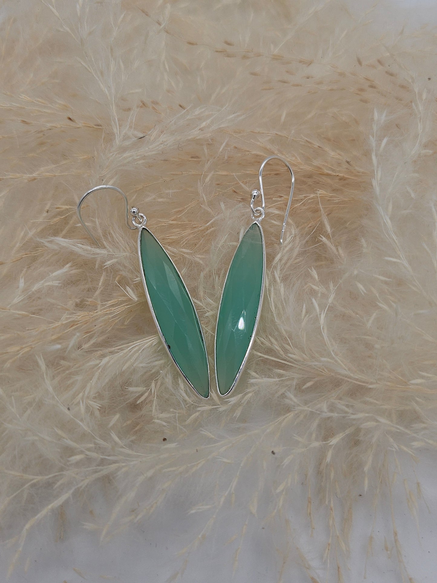 Sterling Silver Aqua Chalcedony Earrings