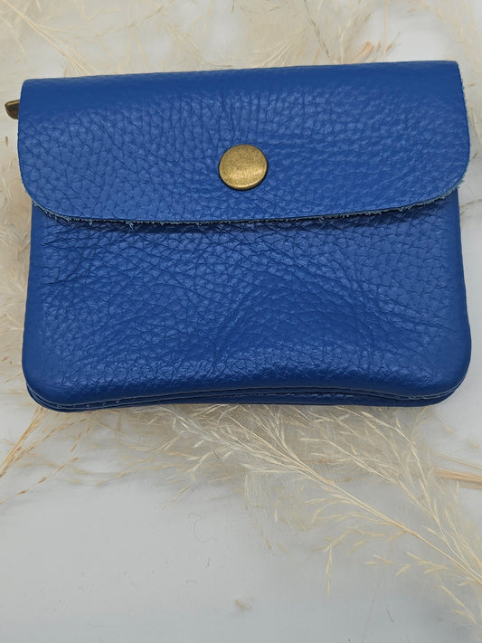 Leather Button Purse Navy