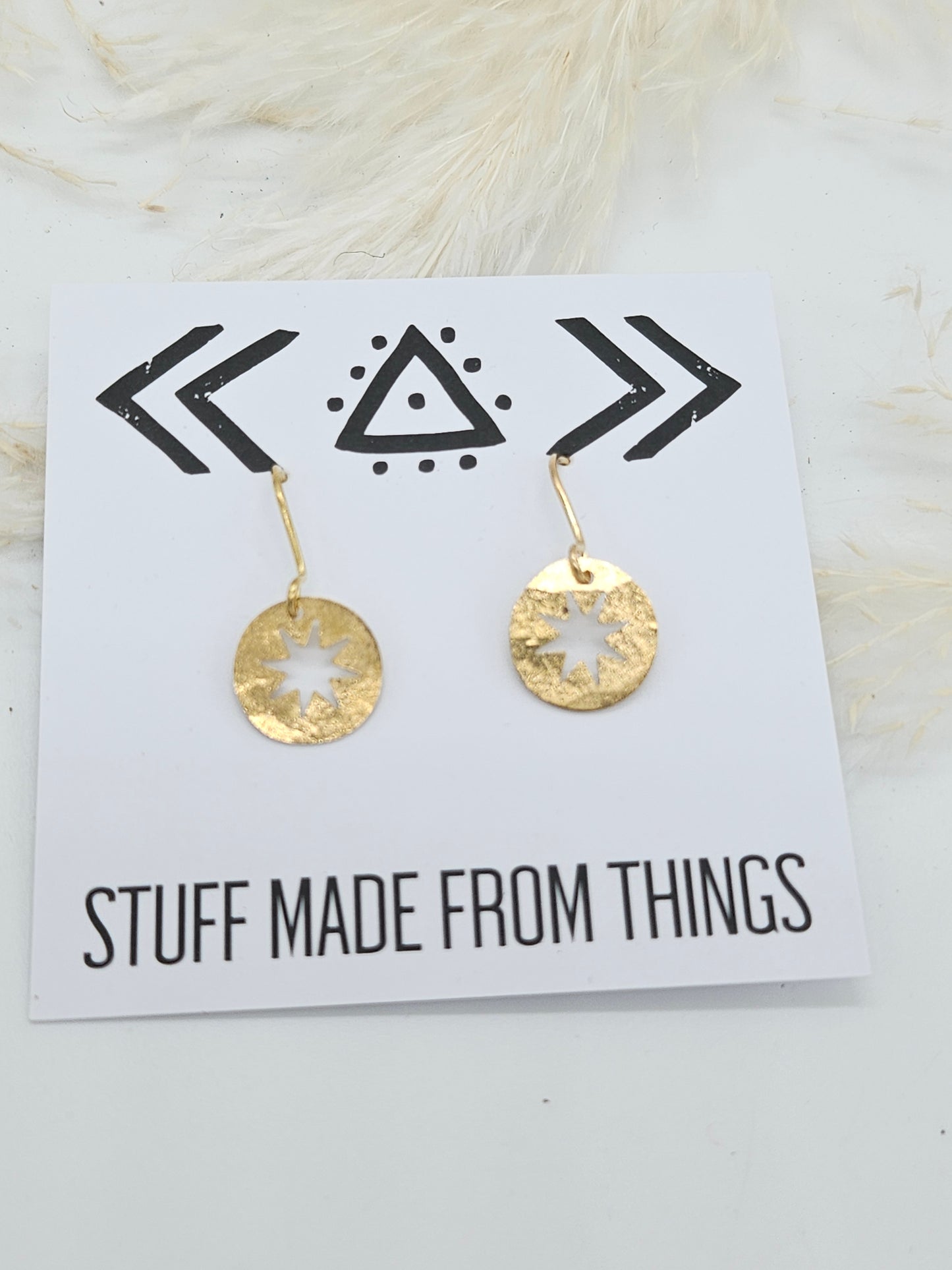 Hammered Brass Star Cut Out Earrings