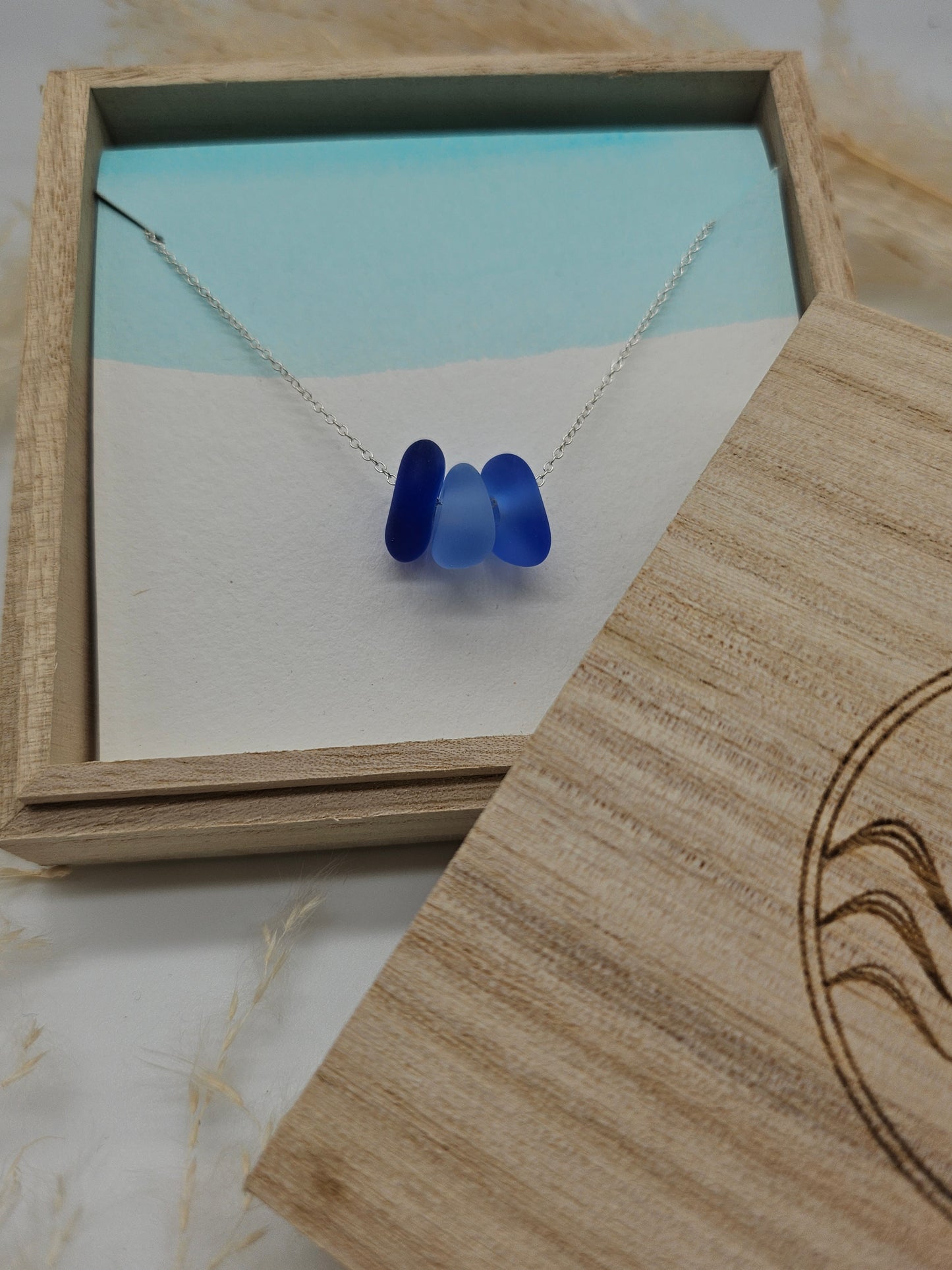 3 Bead Seaglass Necklace