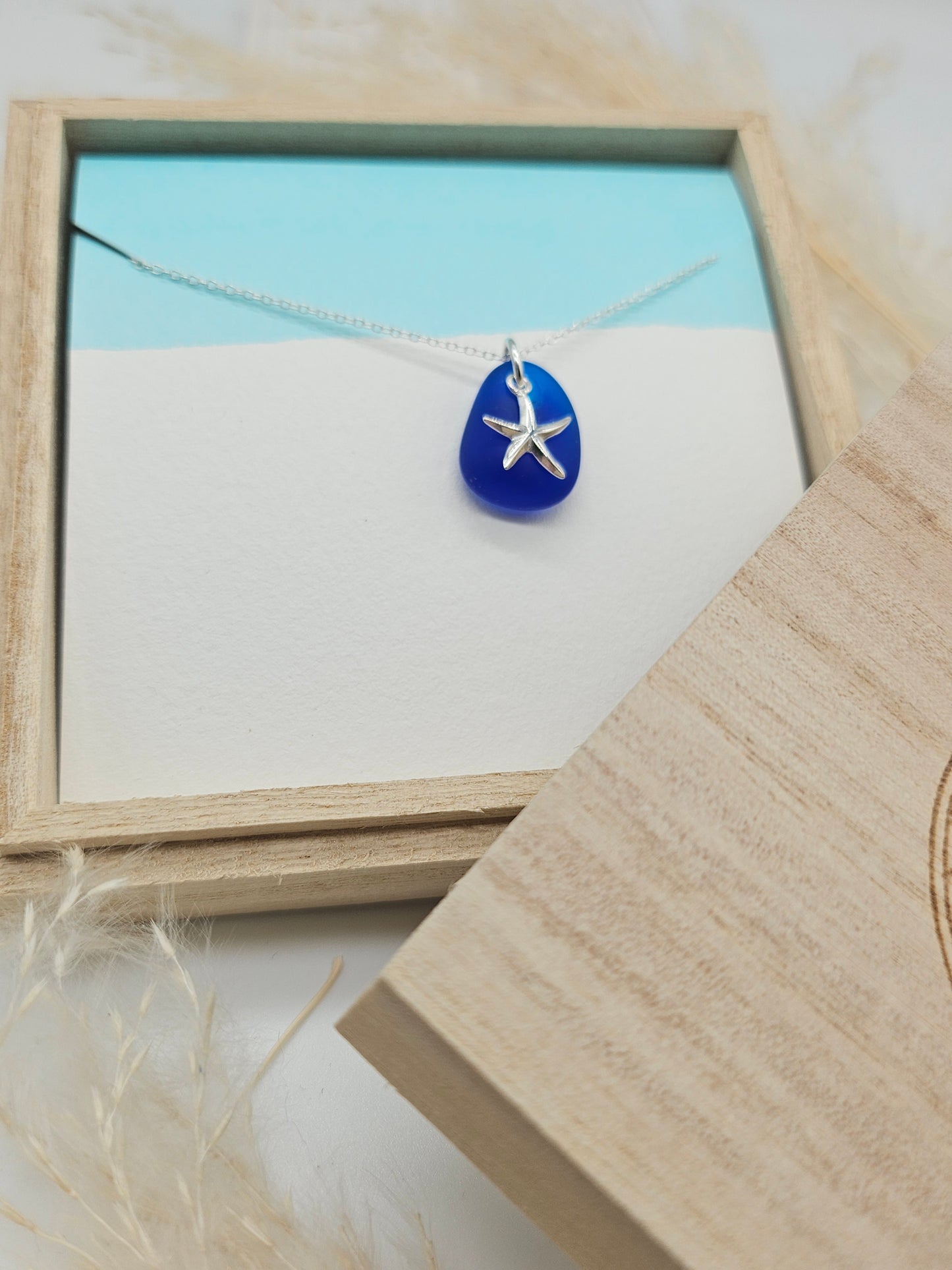 Sea Star & Blue Sea Glass Necklace