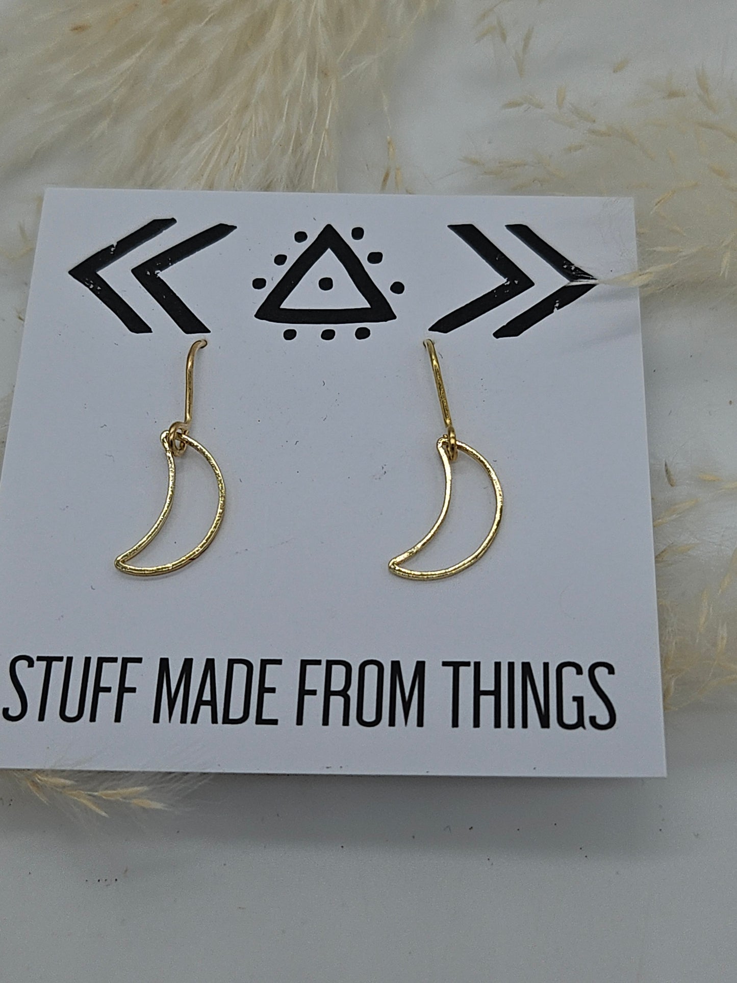 Tiny Silver Tone Crescent Moon Earrings