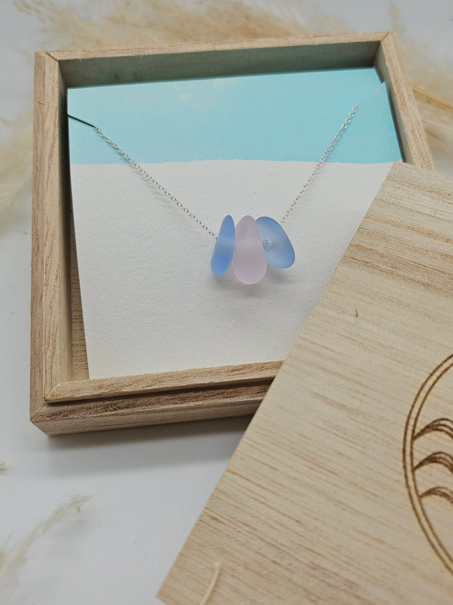 3 Bead Seaglass Necklace