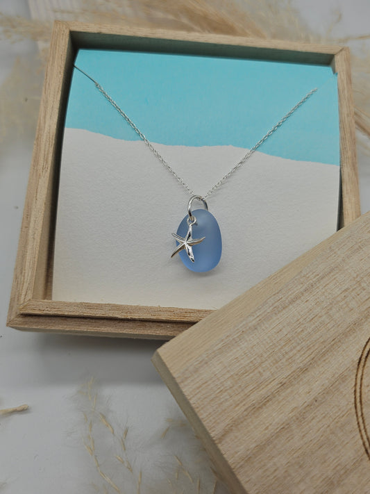 Sea Star & Lilac Sea Glass Necklace