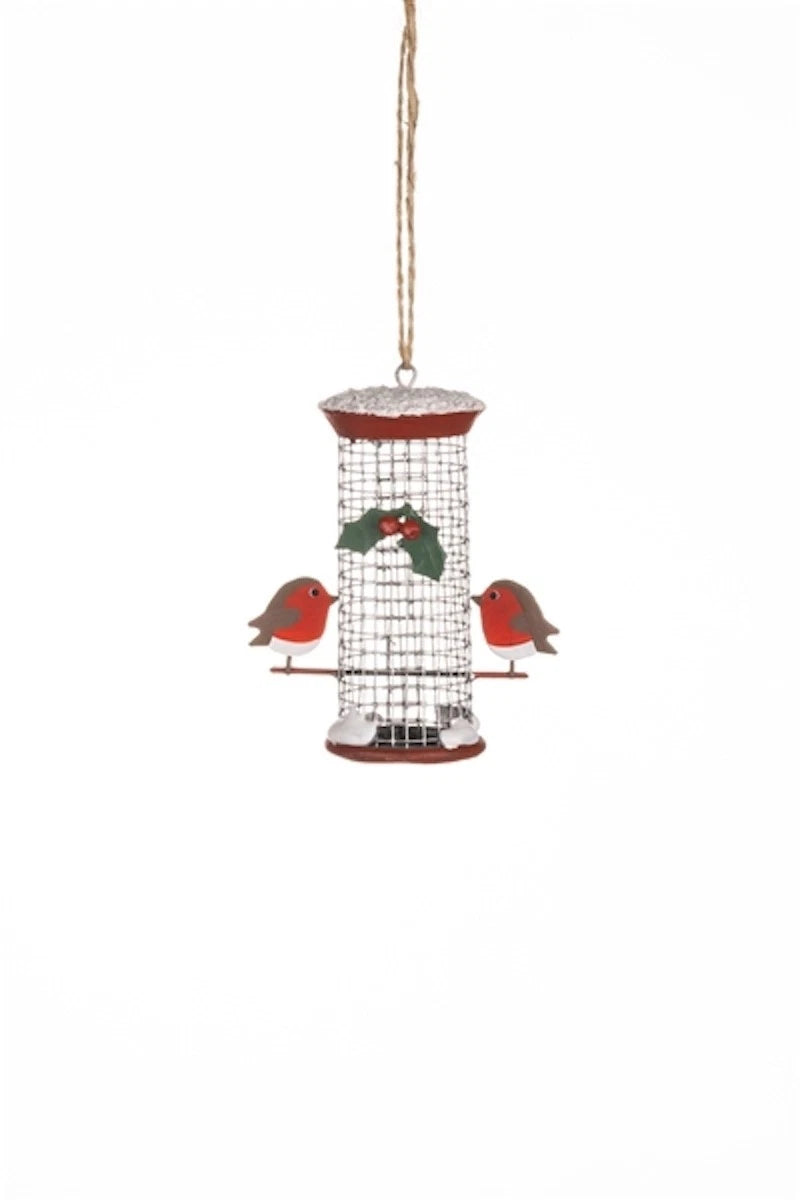 Robins on Bird Feeder Christmas Tree Decoration