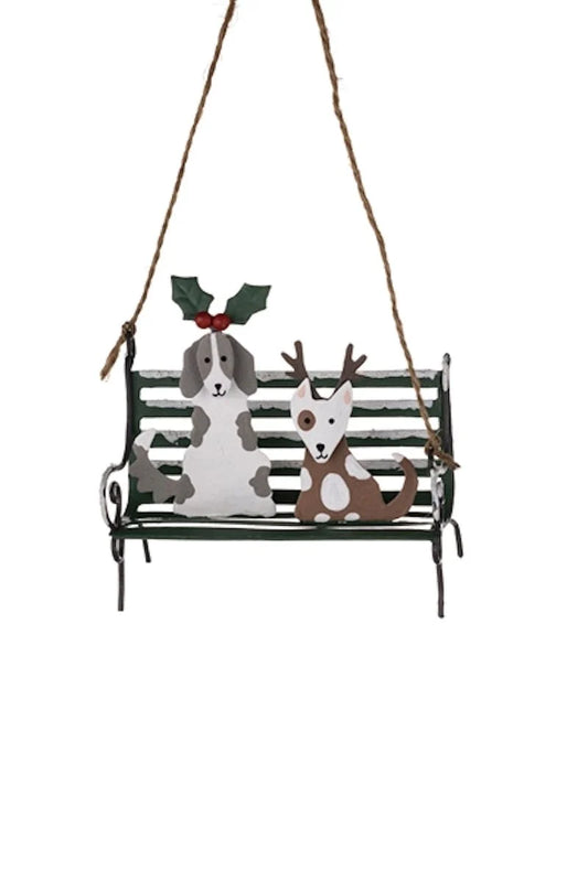 Dogs on Bench Christmas Tree Decoration