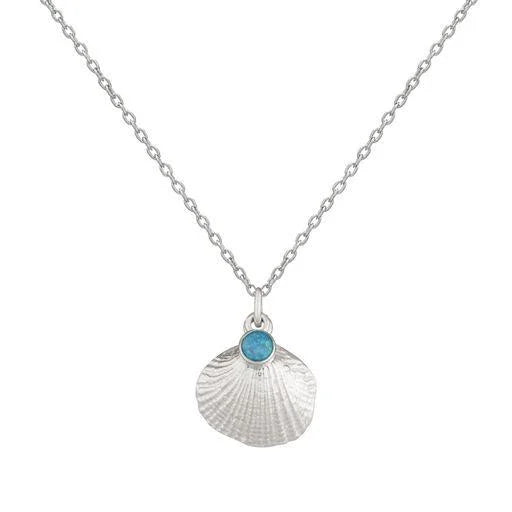 Scallop Shell & Opal Pendant