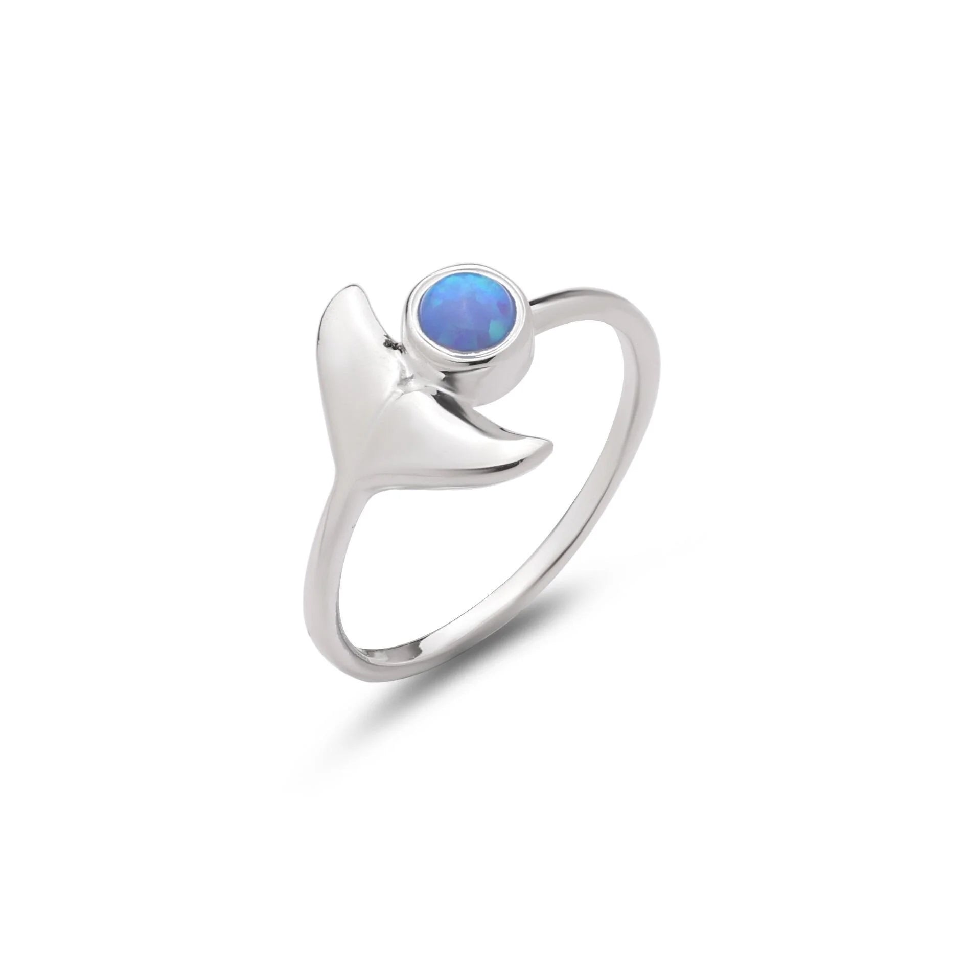 Whale Tail & Opal Ring UK Size N