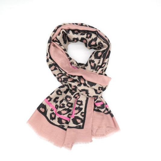 Pink Leopard Print Scarf