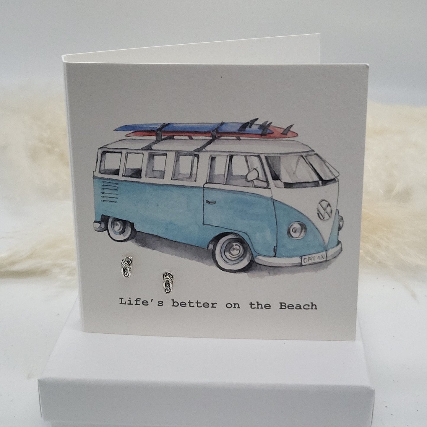 Boxed Earring Card - Campervan - Flip Flops