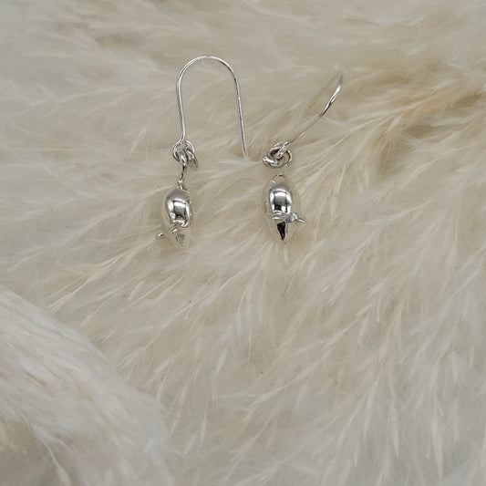 Tiny Mouse Sterling Silver Hook Earrings