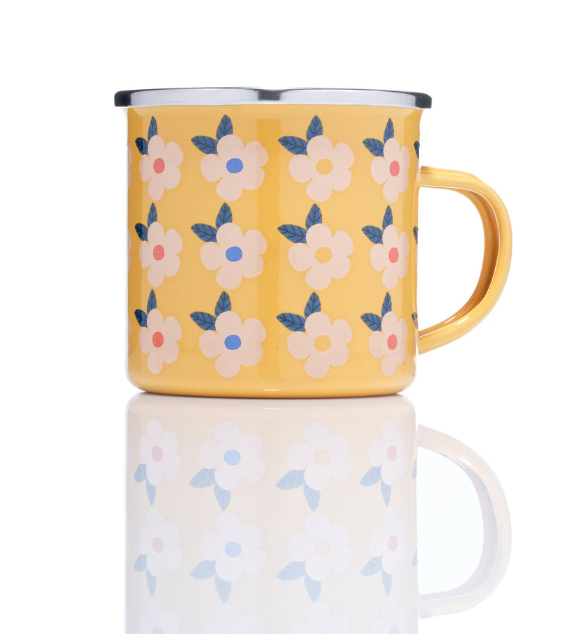 Honey Retro Floral Enamel Mug